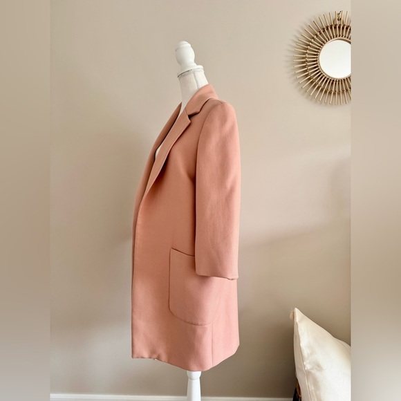 Zara Open Front Boyfriend Pink Coat XS - Picture 9 of 16